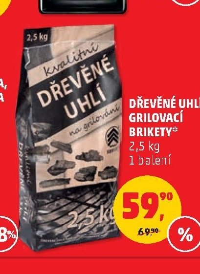 Dřevěné uhlí, grilovací brikety