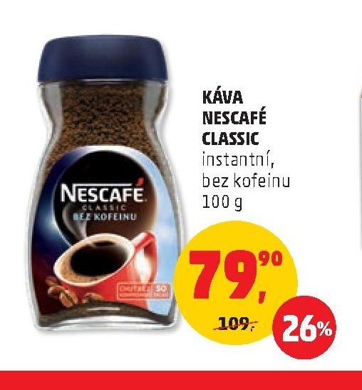 KÁVA NESCAFÉ CLASSIC instantní, bez kofeinu 100 g