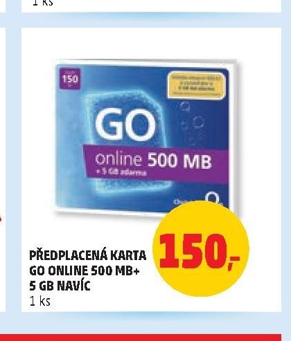 PŘEDPLACENÁ KARTA GO ONLINE 500 MB + 5 GB NAVÍC