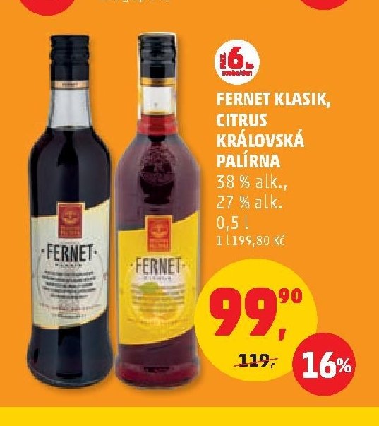 FERNET KLASIK, CITRUS KRÁLOVSKÁ PALÍRNA