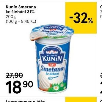 Kunín Smetana ke šlehání 31%