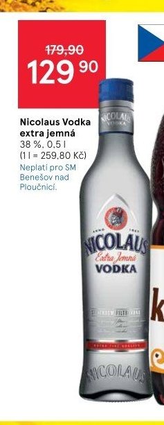 Nicolaus Vodka extra jemná 38 %, 0,5 l