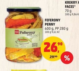 Feferony Penny 600 g, PP 280 g
