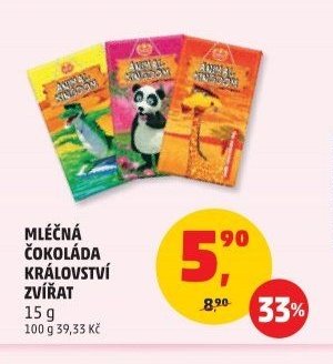 MLÉČNÁ ČOKOLÁDA KRÁLOVSTVÍ ZVÍŘAT