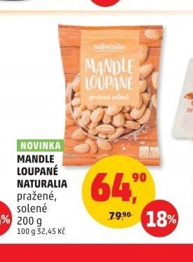 MANDLE LOUPANÉ NATURALIA pražené, solené 200 g