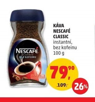 KÁVA NESCAFÉ CLASSIC instantní, bez kofeinu 100 g