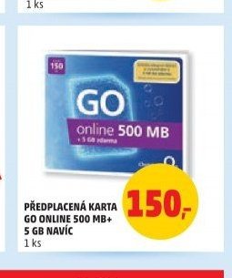 PŘEDPLACENÁ KARTA GO ONLINE 500 MB+ 5 GB NAVÍC