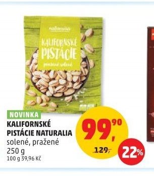 Kalifornské pistácie Naturalia solené, pražené 250 g