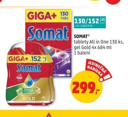 SOMAT tablety All in One, gel Gold