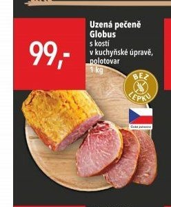 Uzená pečeně Globus s kostí v kuchyňské úpravě, polotovar