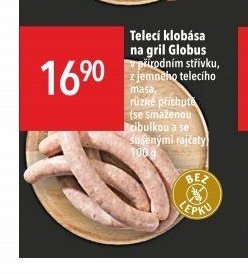 Telecí klobása na gril Globus v přírodním střívku, z jemného telecího masa
