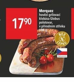 Merquez hovězí grilovací klobása Globus polotovar, v přírodním střívku
