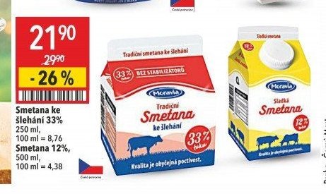 Smetana ke šlehání 33% / Smetana 12%