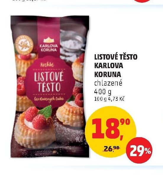 LISTOVÉ TĚSTO KARLOVA KORUNA chlazené 400 g