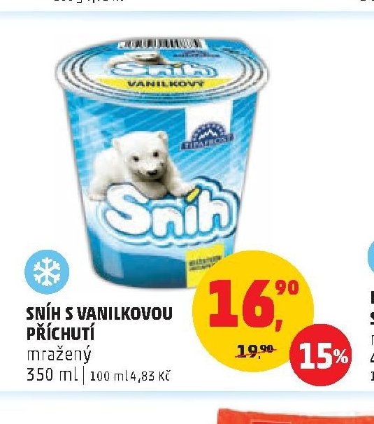 SNÍH S VANILKOVOU PŘÍCHUTÍ mražený 350 ml