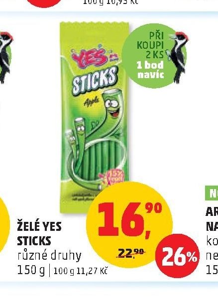 ŽELÉ YES STICKS různé druhy