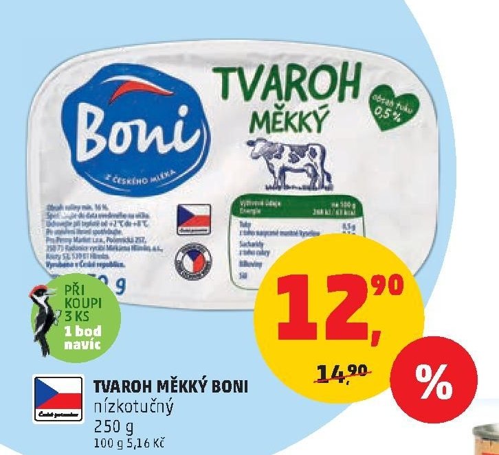 Tvaroh měkký Boni nízkotučný