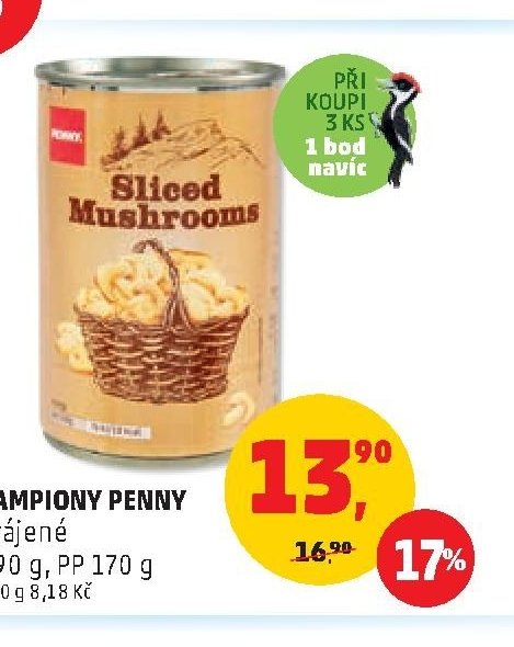 Žampiony Penny krájené