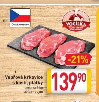Vepřová krkovice s kostí, plátky