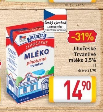 Jihočeské Trvanlivé mléko 3,5%