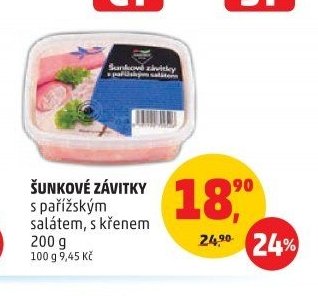 ŠUNKOVÉ ZÁVITKY s pařížským salátem, s křenem