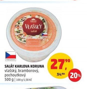 SALÁT KARLOVA KORUNA vlašský, bramborový, pochoutkový