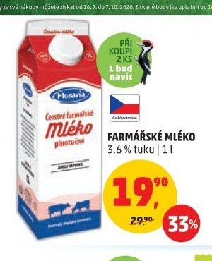 Farmářské mléko 3,6 % tuku 1 l