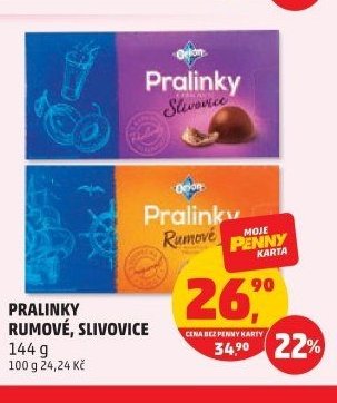 Pralinky Rumové, Slivovice 144 g