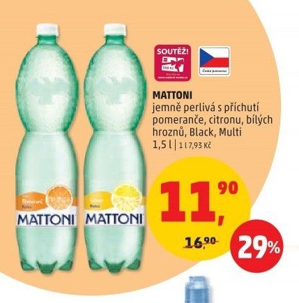 Mattoni jemně perlivá s příchutí pomeranče, citronu, bílých hroznů, Black, Multi