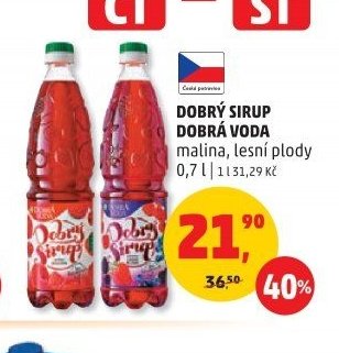 Dobrý sirup Dobrá Voda malina, lesní plody