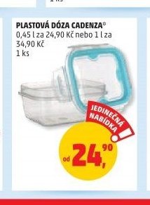 PLASTOVÁ DÓZA CADENZA 0,45 l za 24,90 Kč nebo 1 l za 34,90 Kč