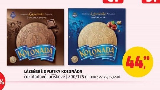 Lázeňské oplatky Kolonáda čokoládové, oříškové