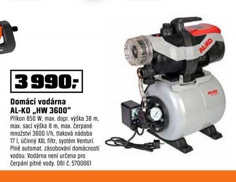 Domácí vodárna AL-KO „HW 3600“