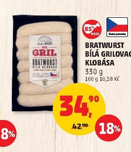 Bratwurst bílá grilovací klobása