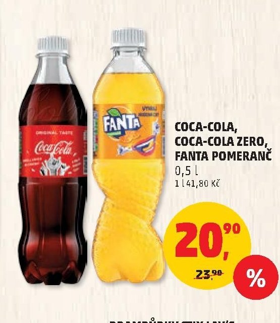 COCA-COLA, COCA-COLA ZERO, FANTA POMERANČ 0,5 l