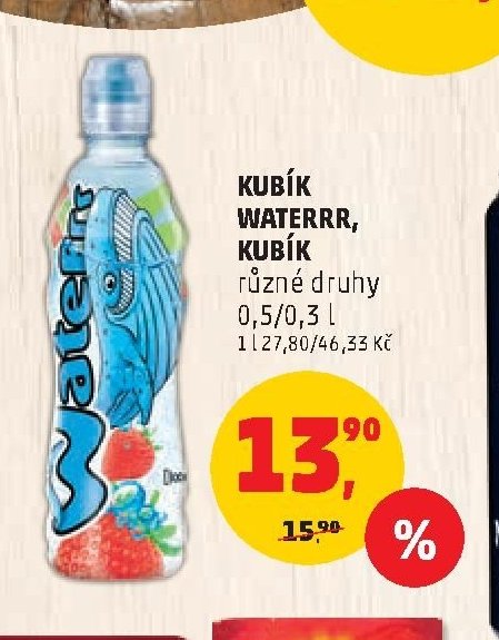 KUBÍK WATERRR, KUBÍK různé druhy 0,5/0,3 l