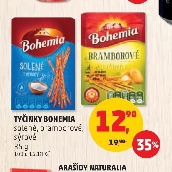 TYČINKY BOHEMIA solené, bramborové, sýrové 85 g