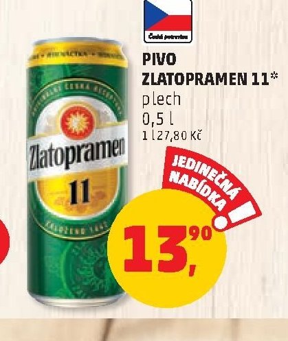 Pivo Zlatopramen 11* plech 0,5 l