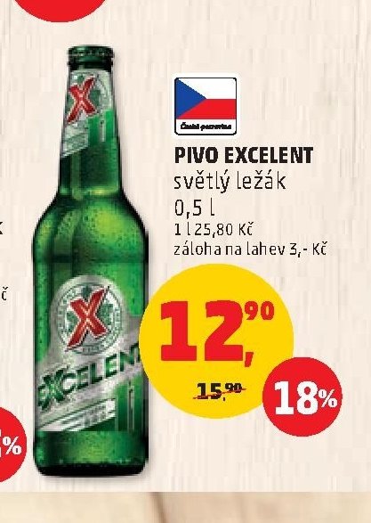 Pivo Excelent světlý ležák 0,5 l
