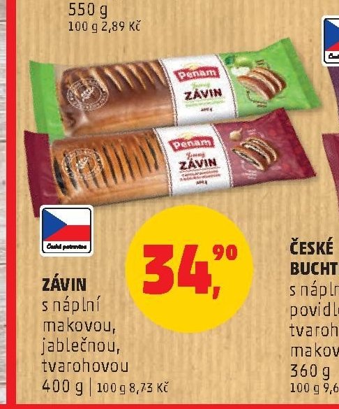 ZÁVIN s náplní makovou, jablečnou, tvarohovou 400 g