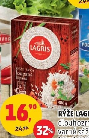 Rýže Lagris dlouhozrnná, varné sáčky, 480 g