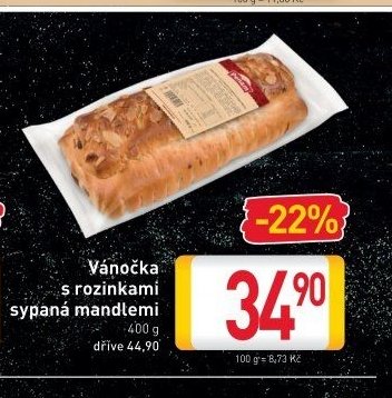 Vánočka s rozinkami sypaná mandlemi