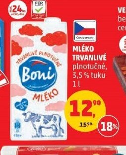 Mléko trvanlivé Boni 3,5 % tuku