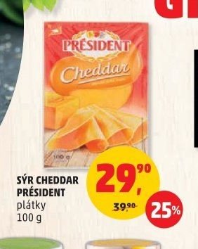 Sýr Cheddar Président plátky 100 g