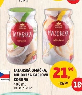 Tatarská omáčka, majonéza Karlova Koruna