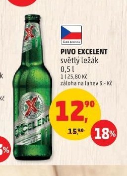 Pivo Excelent světlý ležák 0,5 l