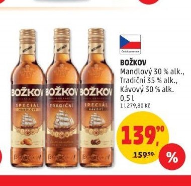 BOŽKOV Mandlový 30% alk., Tradiční 35% alk., Kávový 30% alk. 0,5 l