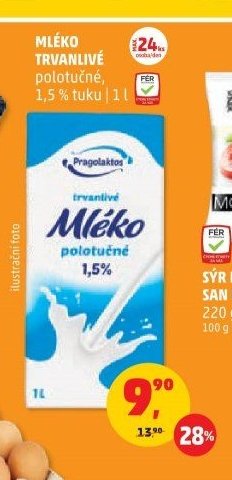 Mléko trvanlivé polotučné 1,5 %