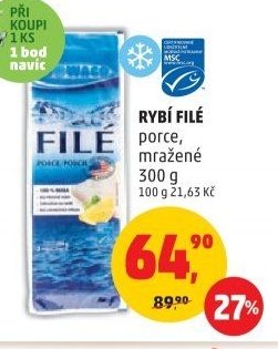 RYBÍ FILÉ porce, mražené 300 g