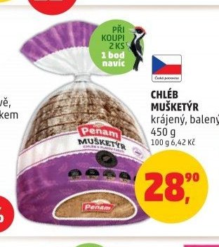 CHLÉB MUŠKETÝR krájený, balený 450 g